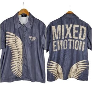 Mixed Emotion Wing Shirt Mens M Short Sleeve Zip Closure Streetwear